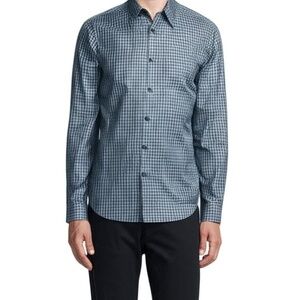 NWOT Theory ButtonUp Shirt Men XL Blue Irving‎ SlimFit Plaid Dress Sport